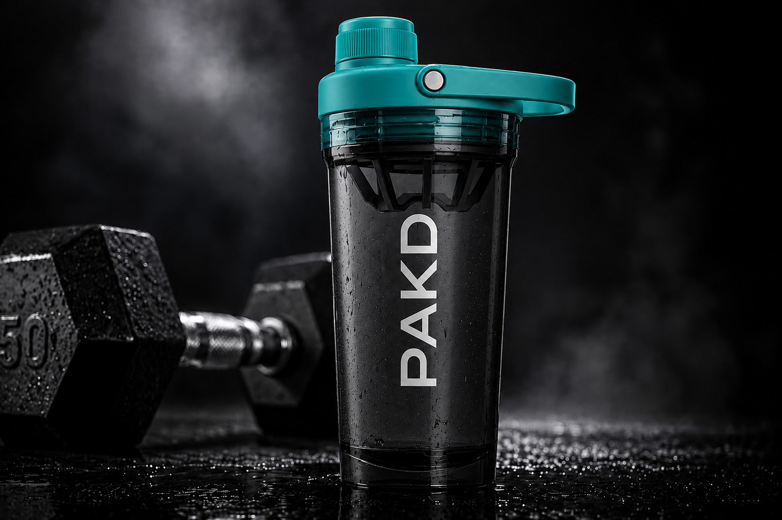 PAKD Fuel Shkr — wet bottle with dumbbell